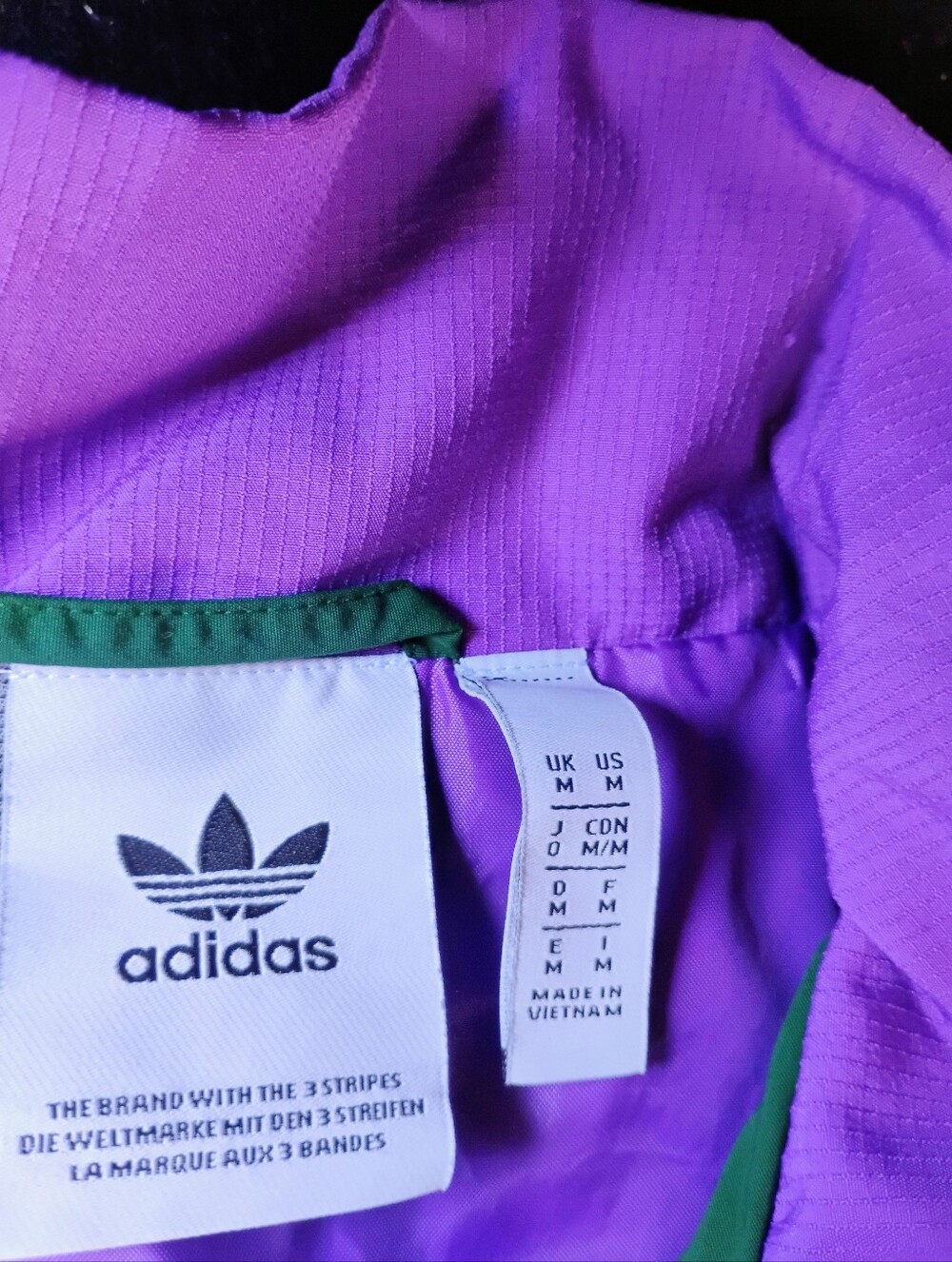 adidas Emerald Green Jacket with Purple & Cream Patch Unisex - Picture 3 of 4